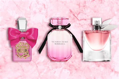 women's perfume in pink bottle.